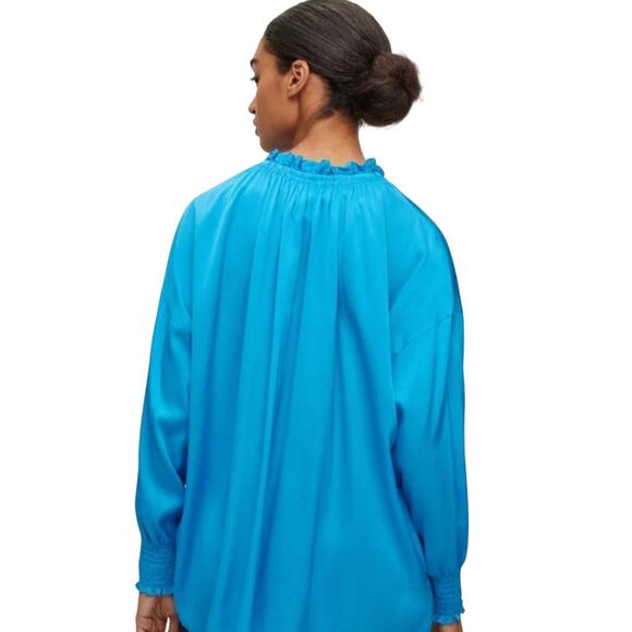 BOSS RELAXED-FIT BLOUSE IN STRETCH SILK WITH TIE FRONT Size 8 - Picture 3 of 6